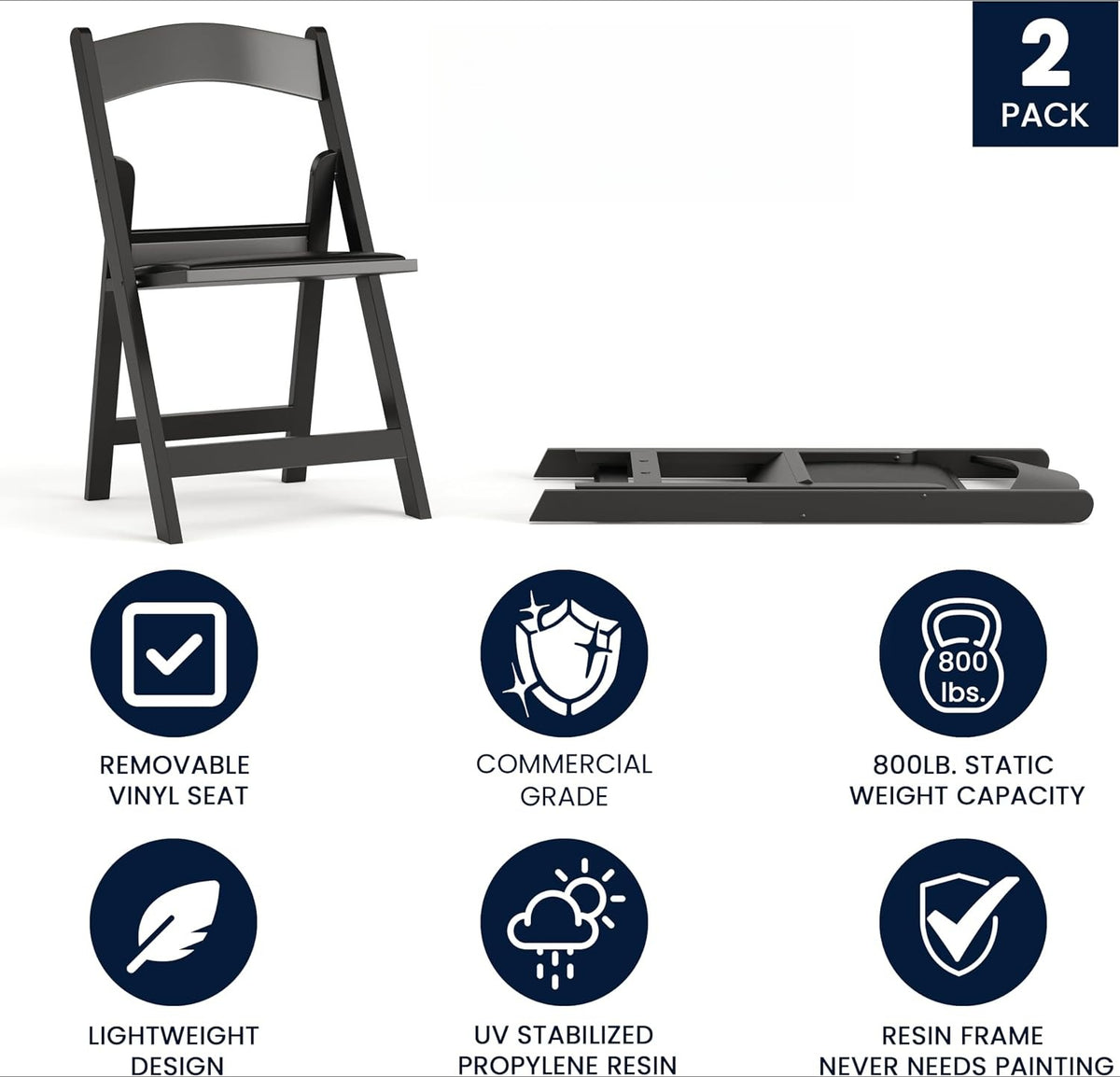 Black Heavy Duty Resin Folding Chairs