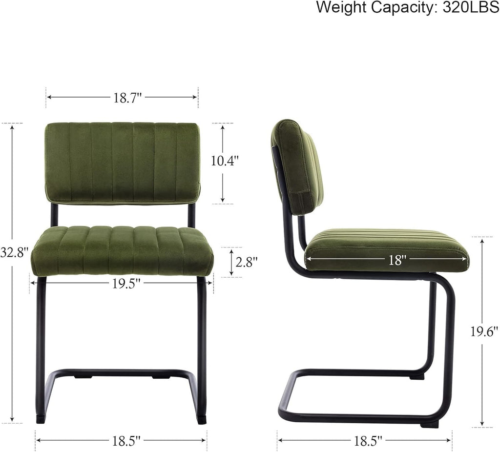 Green Velvet Mid-Century Dining Chairs