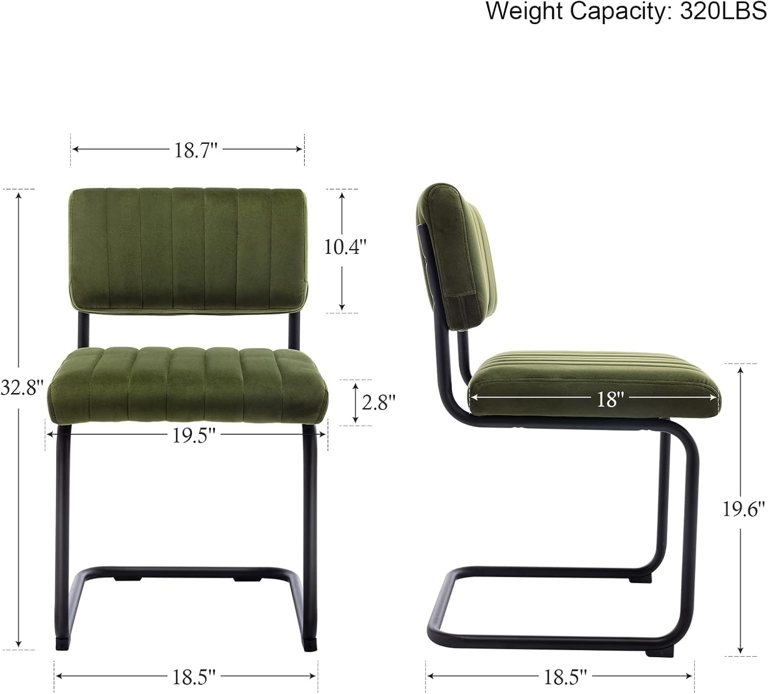 Green Velvet Mid-Century Dining Chairs