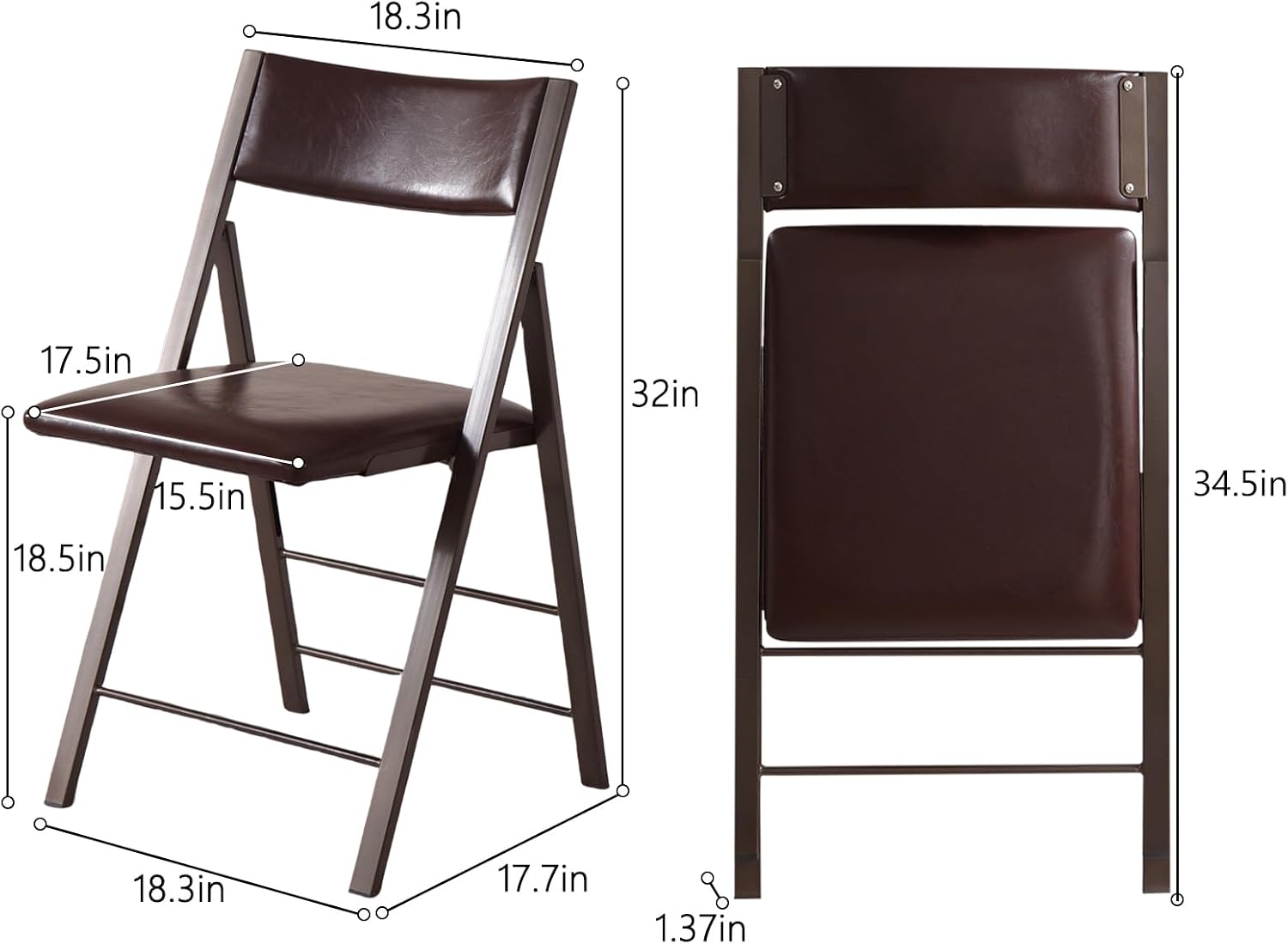 Brown Padded Heavy-Duty Folding Chairs