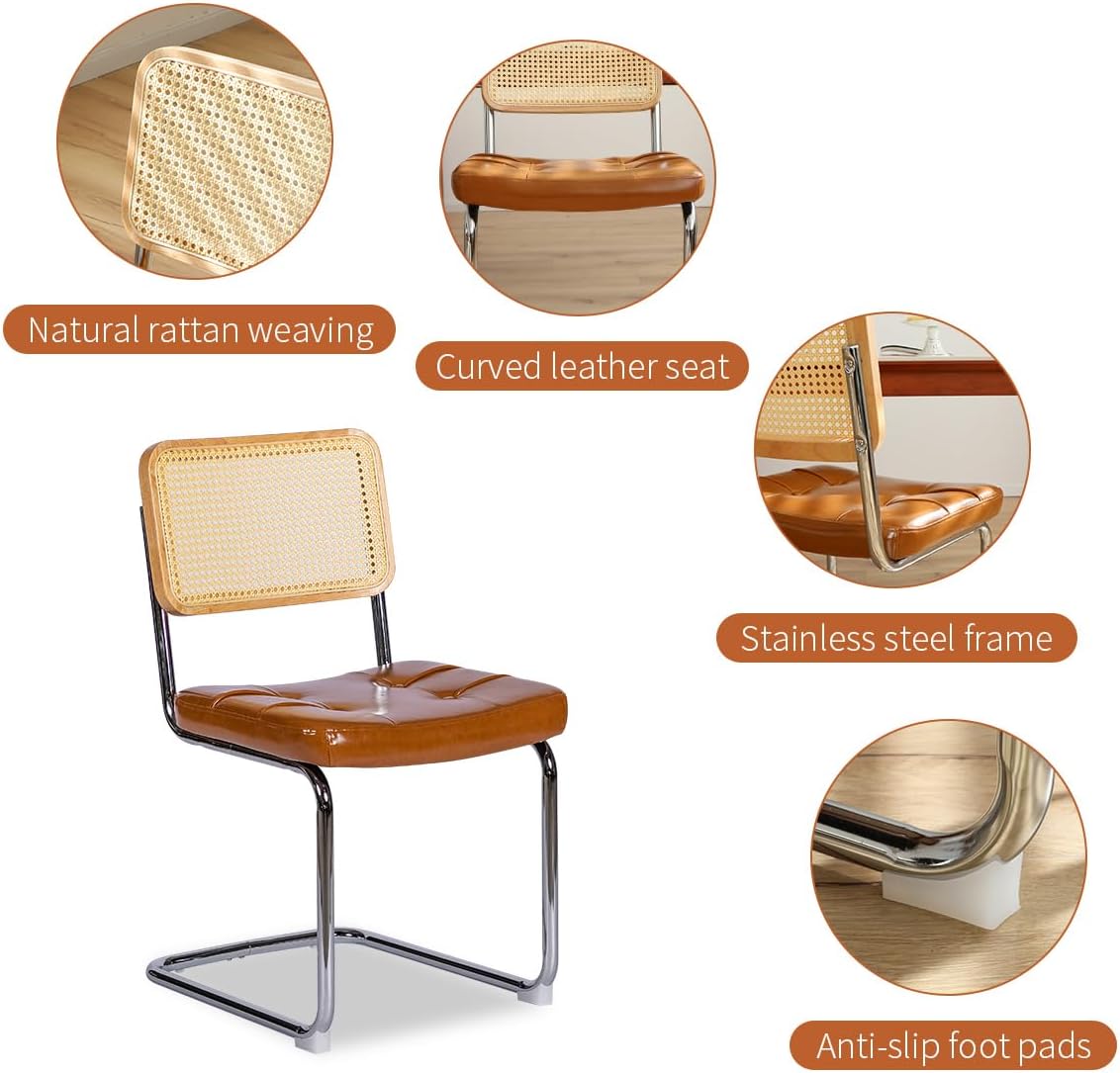 Brown Retro Rattan Dining Chairs