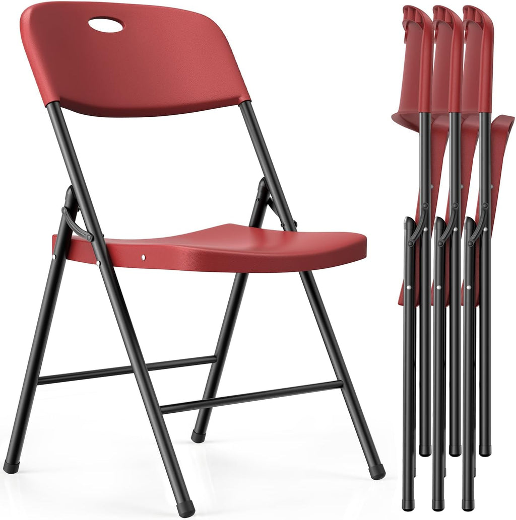Red Stackable Heavy Plastic Fold Chairs