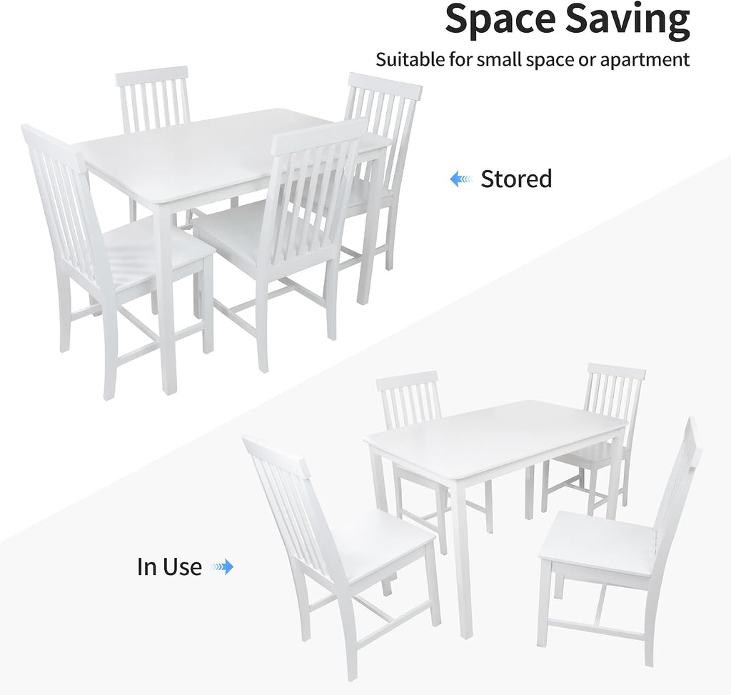 White 5-Piece Farmhouse Dining Set