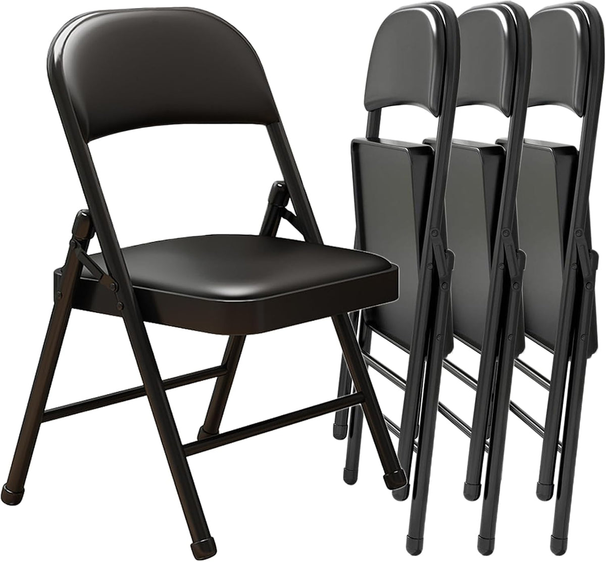 Black Padded Stackable Fold Chairs