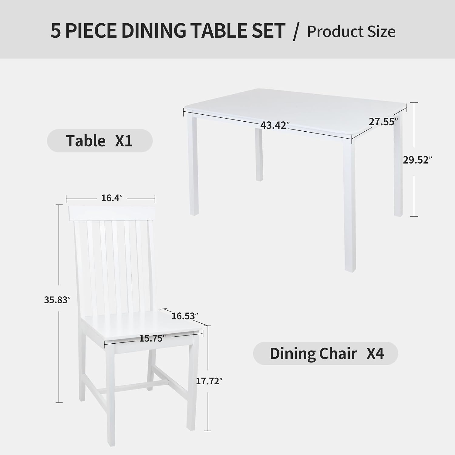 White 5-Piece Farmhouse Dining Set