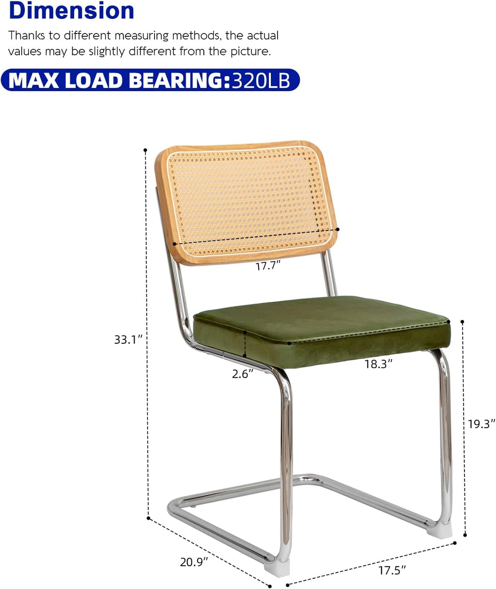 Olive Velvet Rattan Dining Side Chairs
