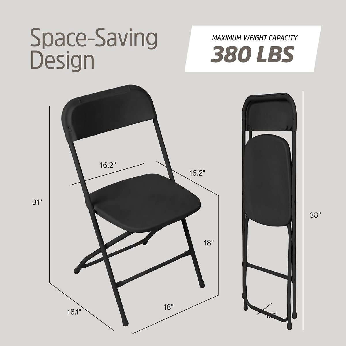 Black Stackable Heavy Plastic Fold Chairs