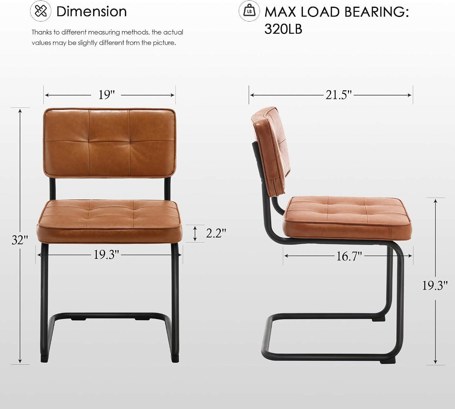 Brown Leather Metal Dining Chairs