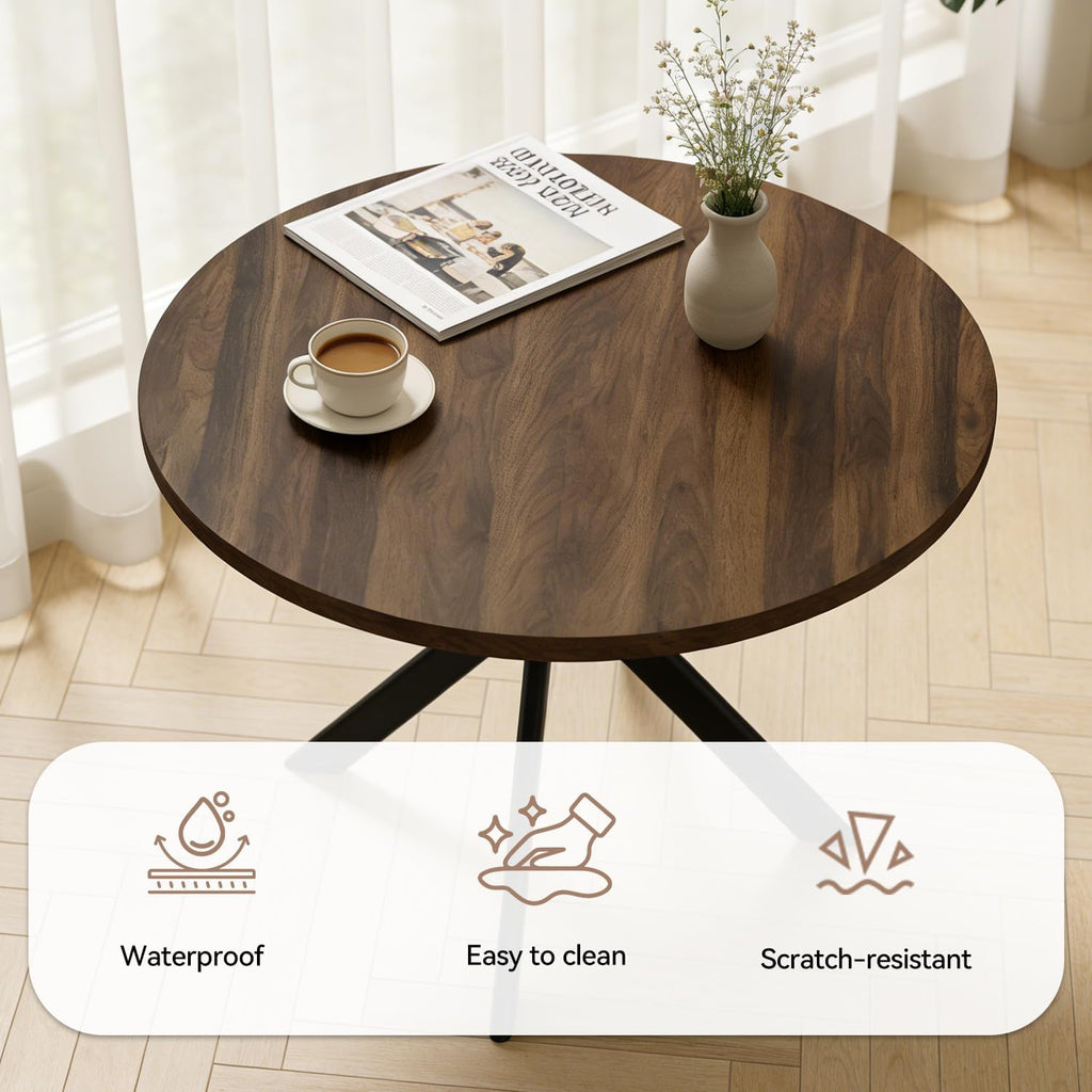 Walnut Round 4-Seat Dining Set