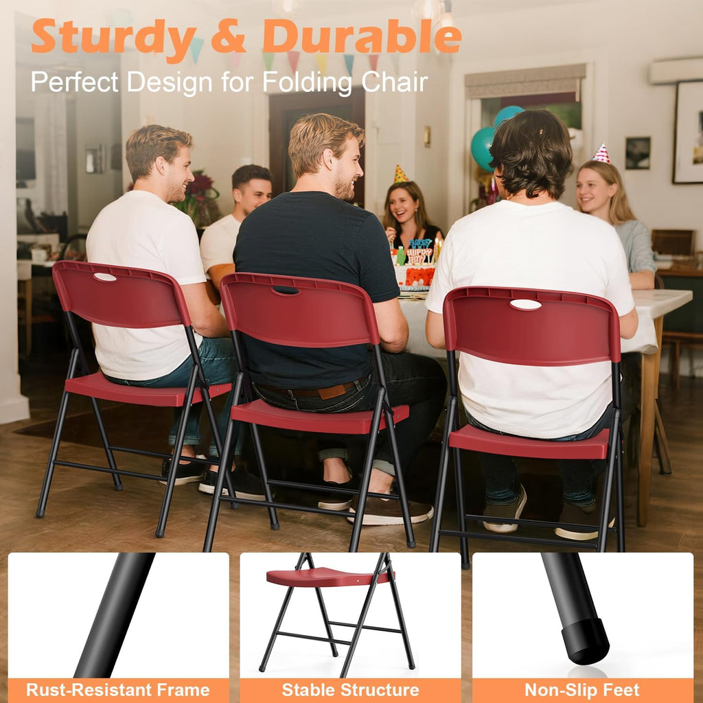 Red Stackable Heavy Plastic Fold Chairs