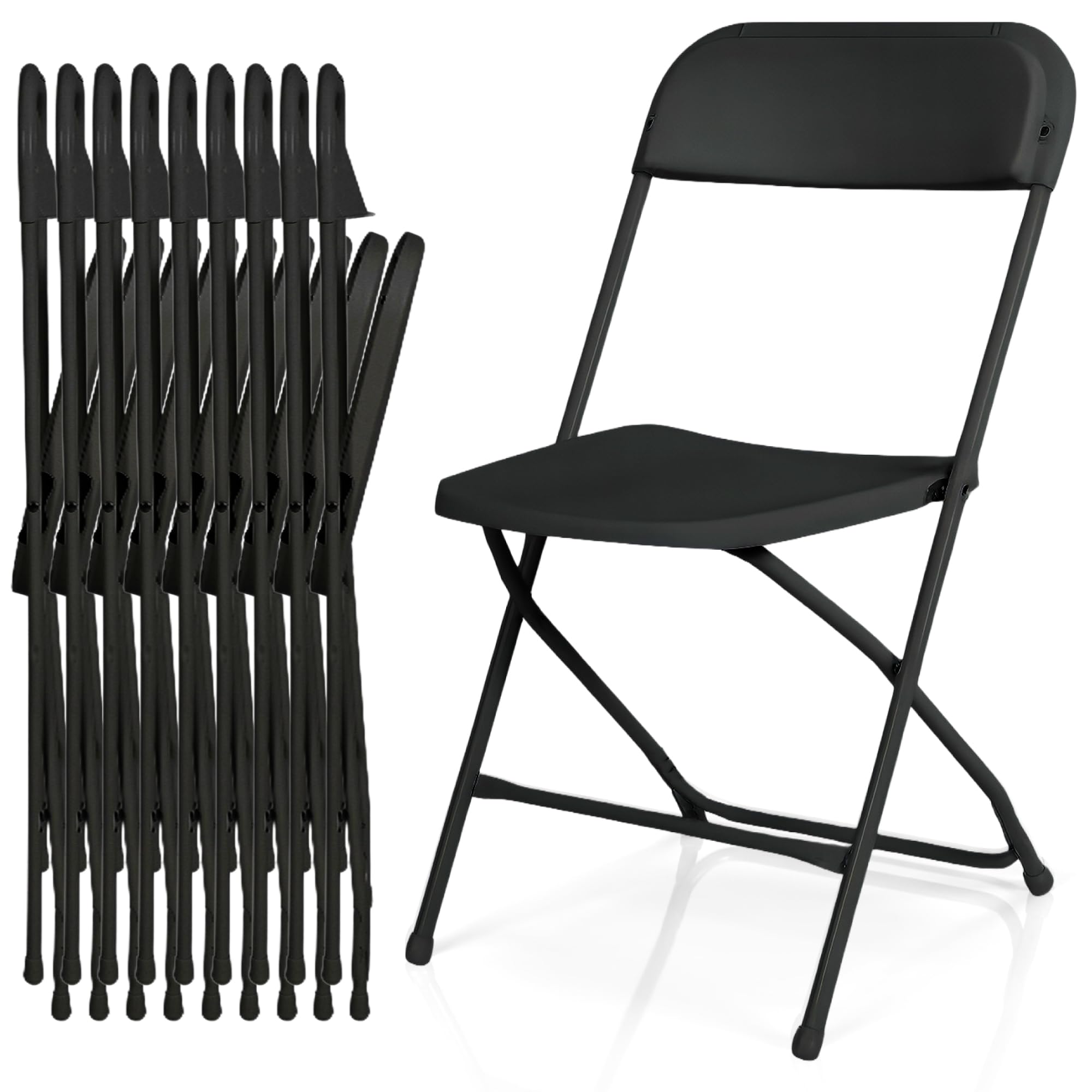 Black Stackable Heavy Plastic Fold Chairs