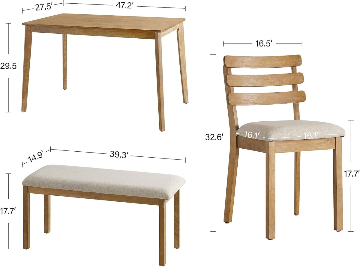 Wood 5-Piece Farmhouse Dining Set