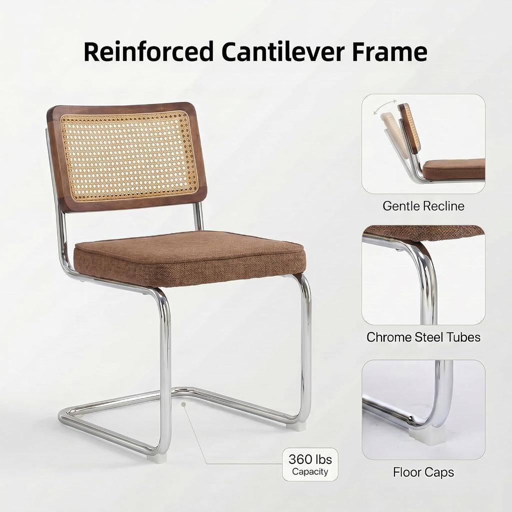 Brown Cane Mid-Century Dining Chairs