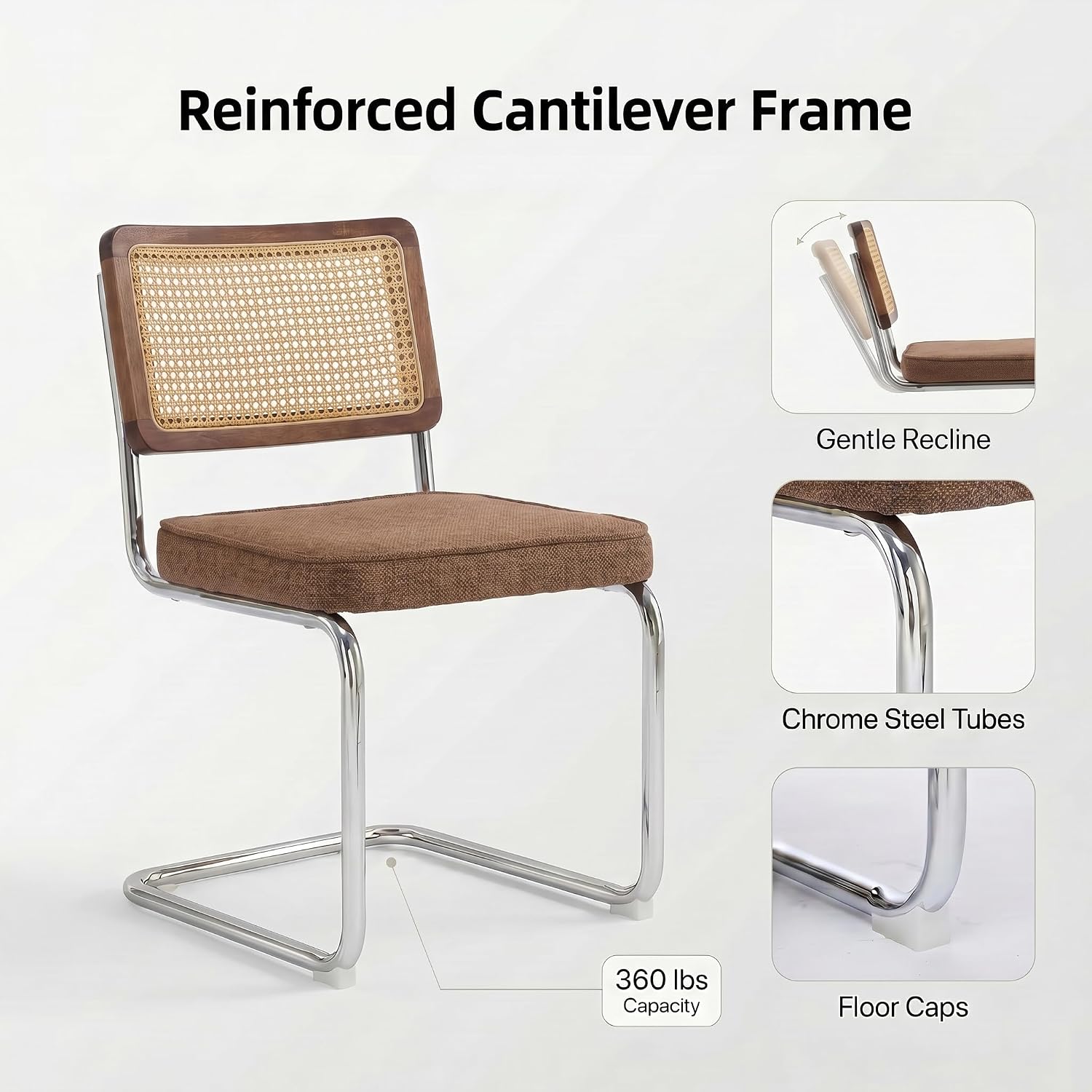Brown Cane Mid-Century Dining Chairs