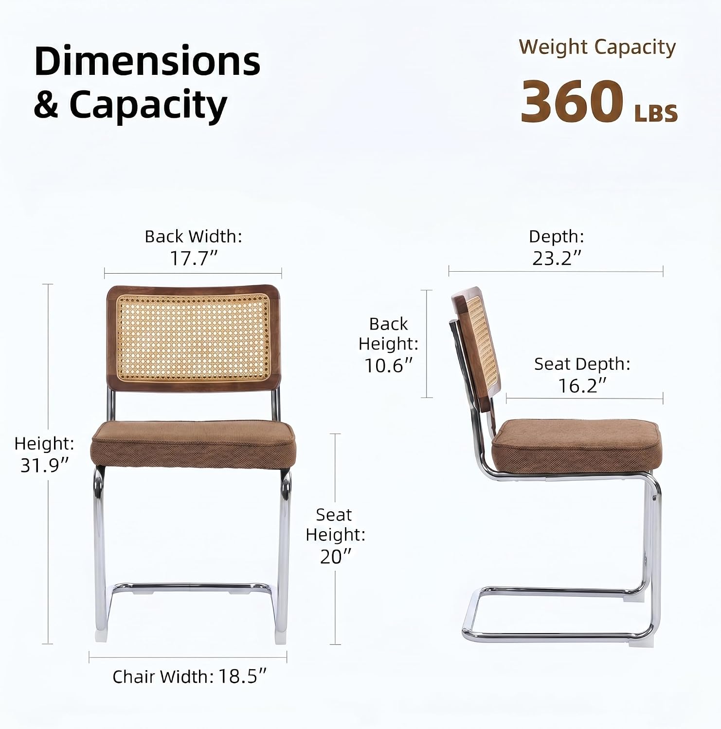 Brown Cane Mid-Century Dining Chairs