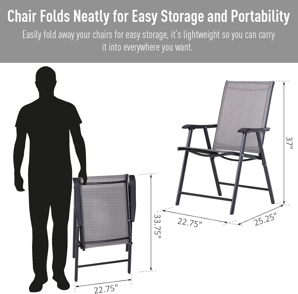 4 Stackable Portable Outdoor Fold Chairs