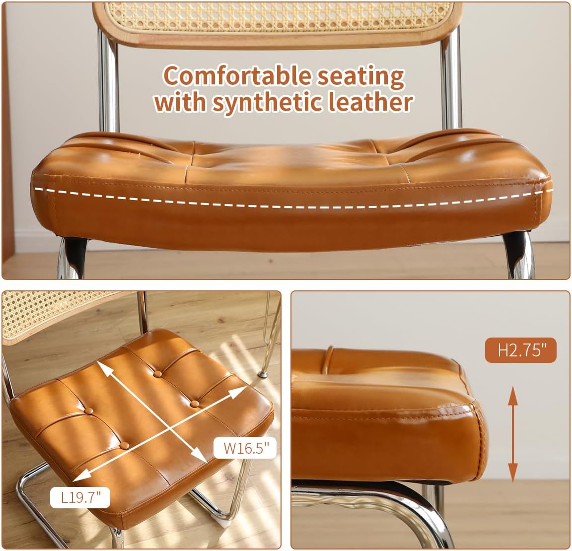 Brown Retro Rattan Dining Chairs