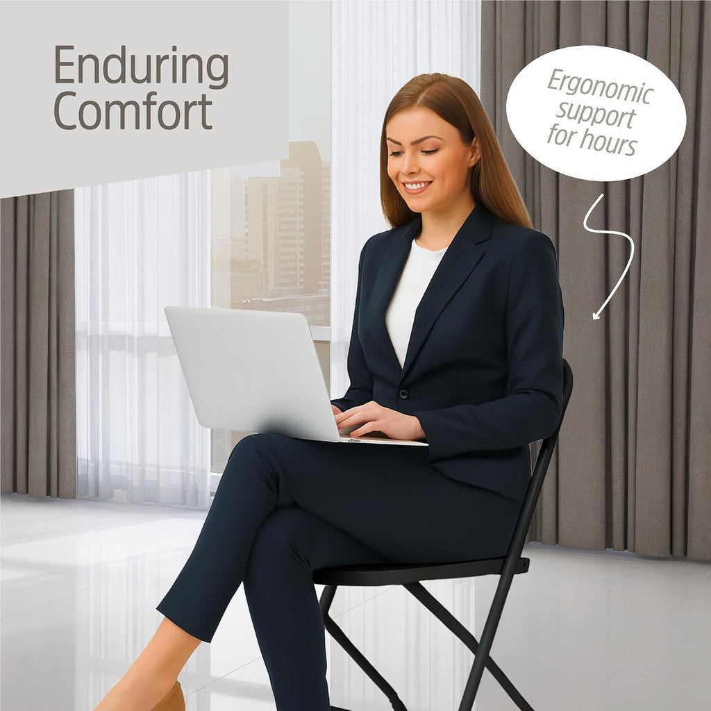 Black Stackable Heavy Plastic Fold Chairs