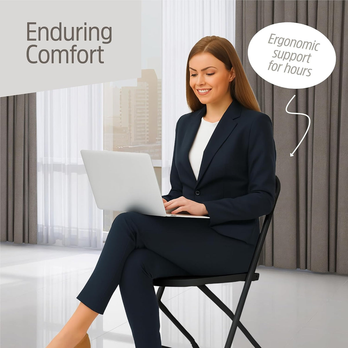 Black Stackable Heavy Plastic Fold Chairs