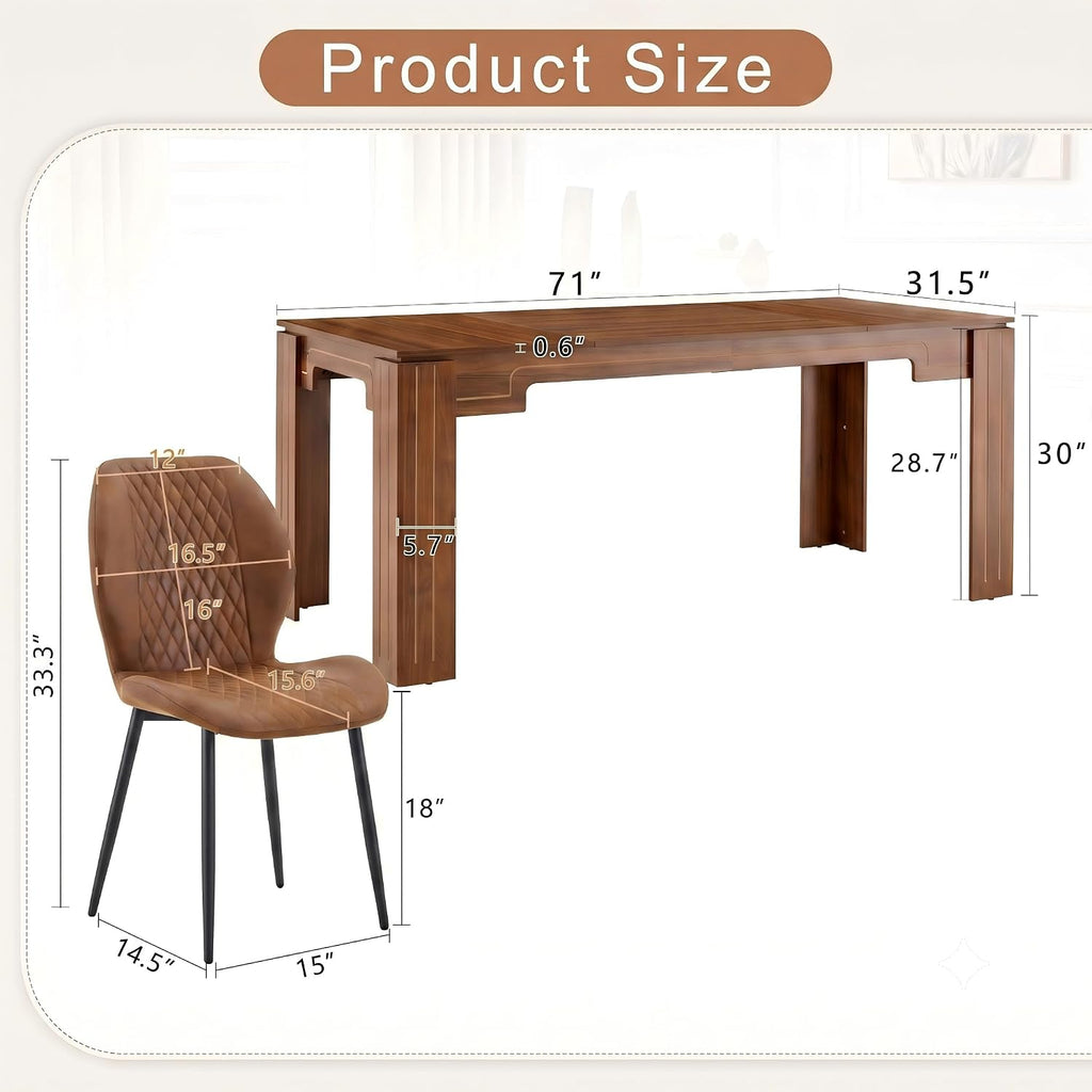 Walnut 8-Seat Farmhouse Dining Set