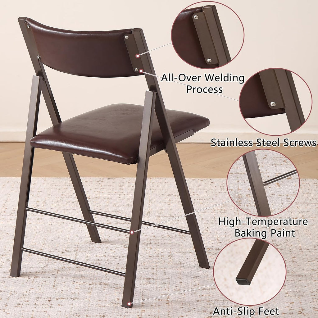 Brown Padded Heavy-Duty Folding Chairs