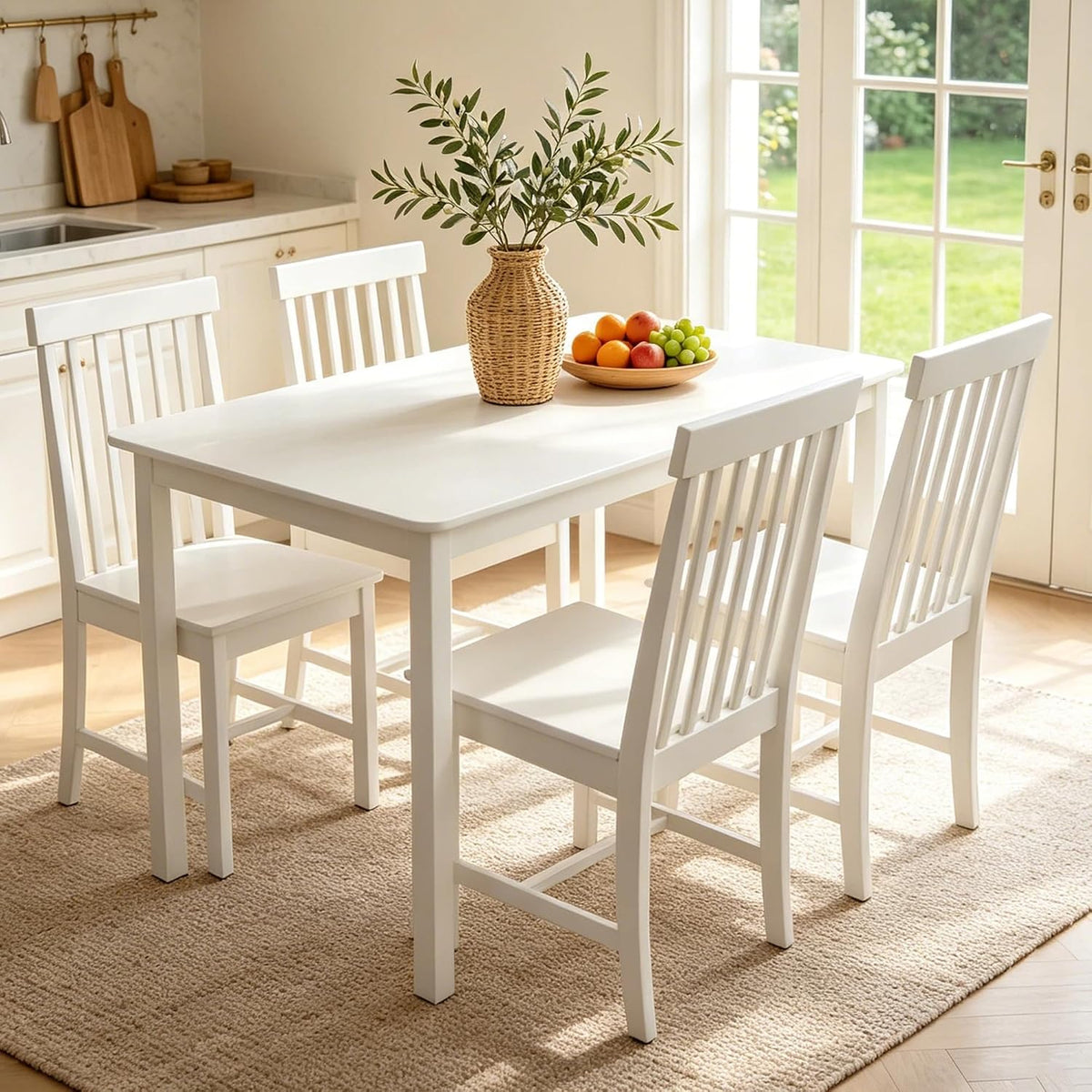 White 5-Piece Farmhouse Dining Set