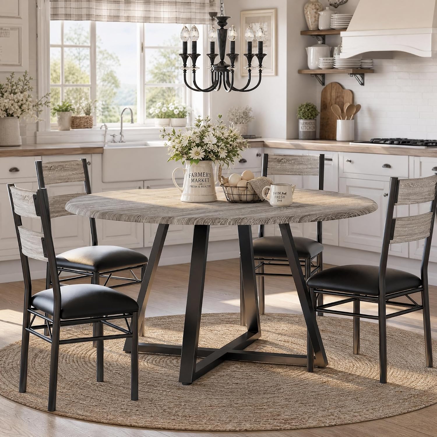 Gray Round 5-Piece Dining Set