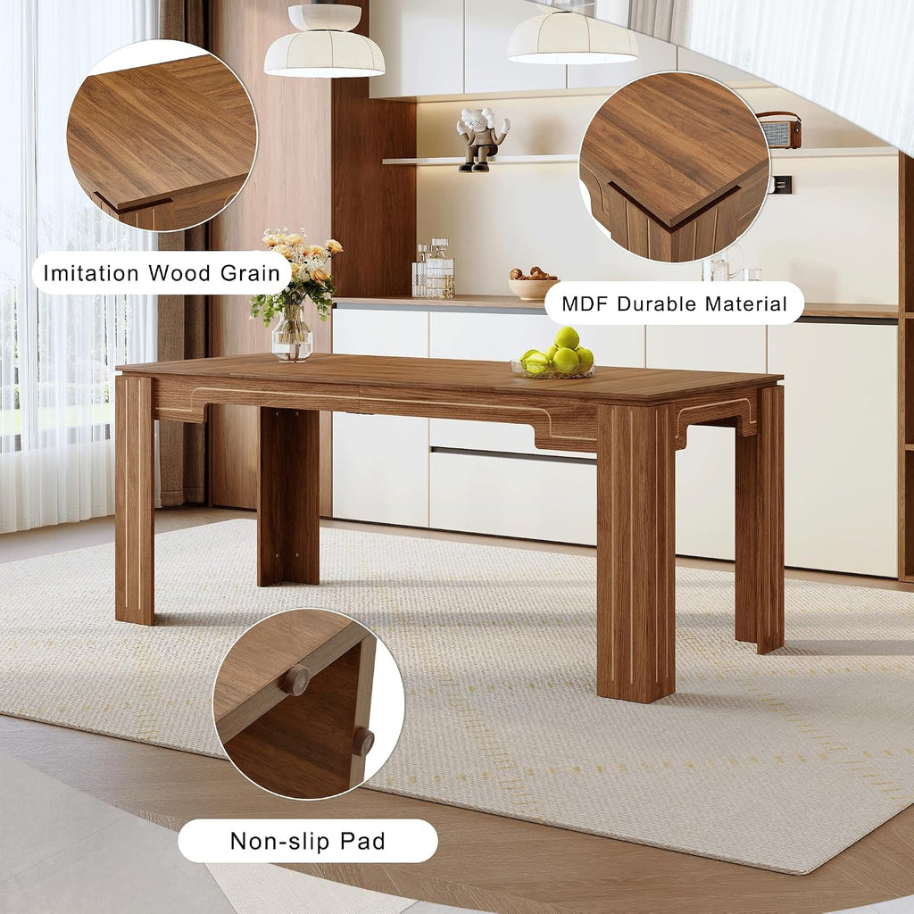 Walnut 8-Seat Farmhouse Dining Set