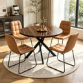Walnut Round 4-Seat Dining Set