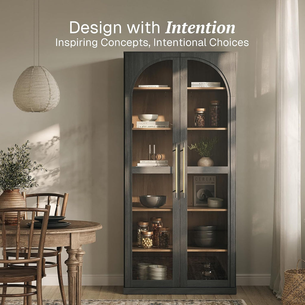 Ebony Wood 6-Tier Glass Curio Cabinet