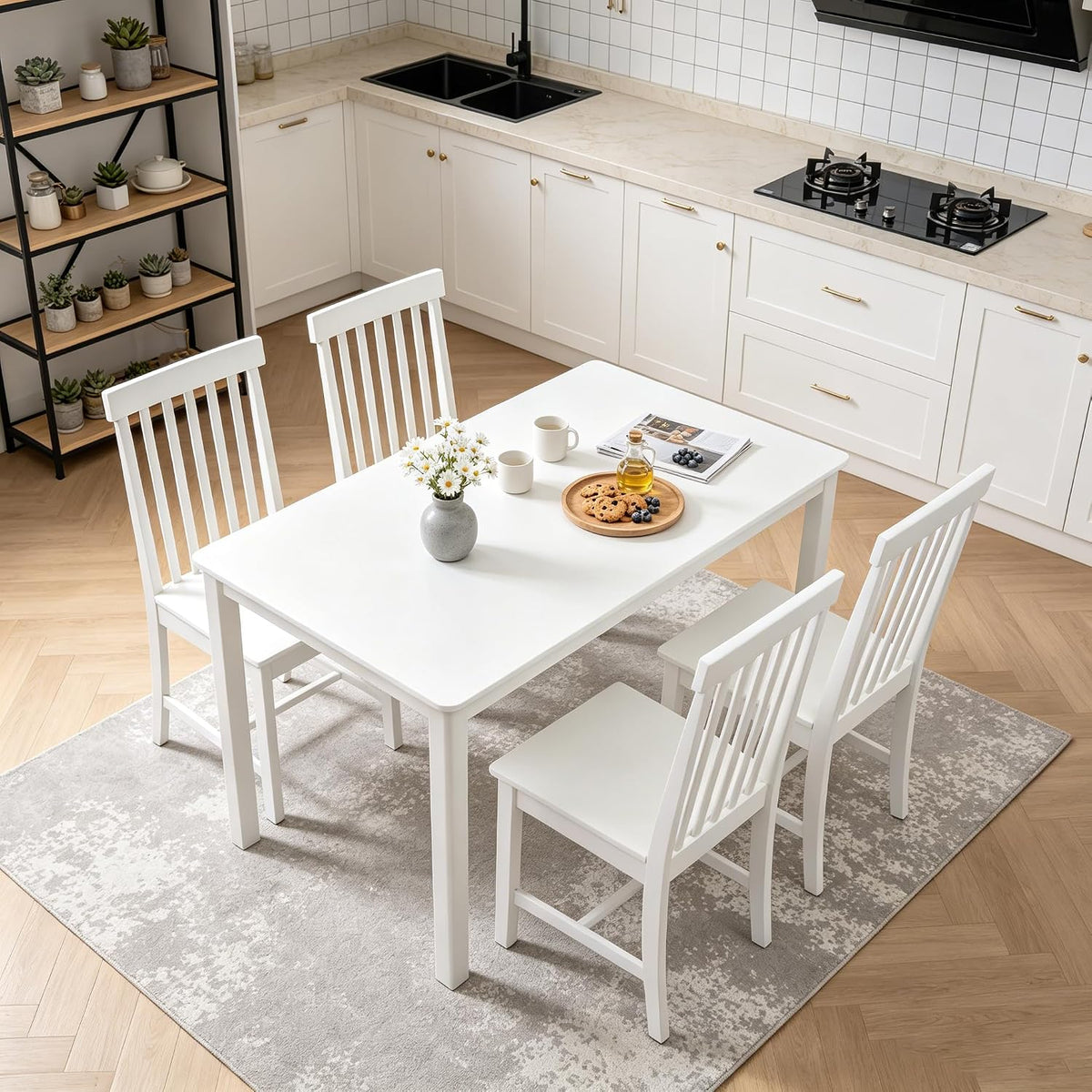 White 5-Piece Farmhouse Dining Set