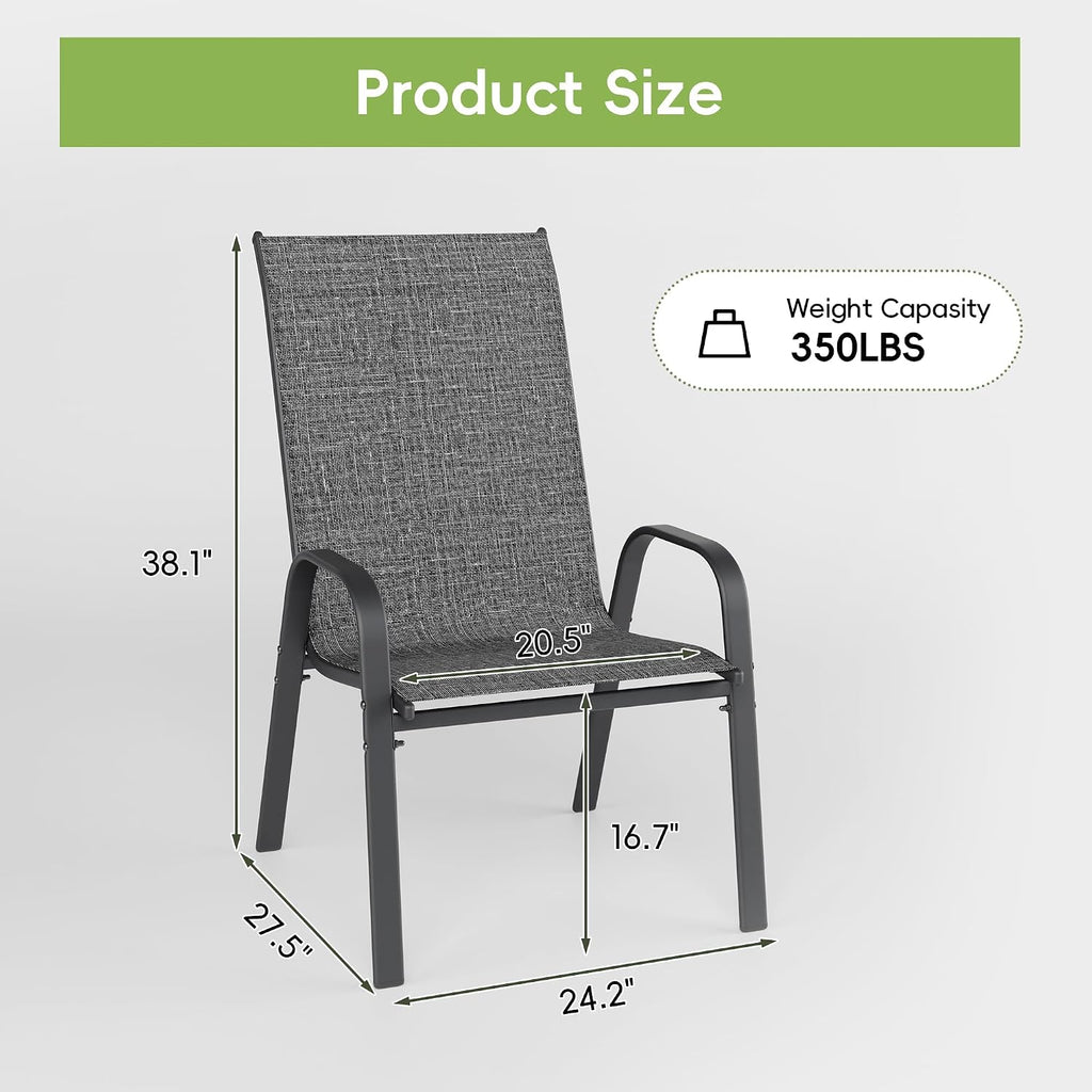 Dark Grey Stackable Metal Patio Chairs