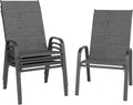 Dark Grey Stackable Metal Patio Chairs