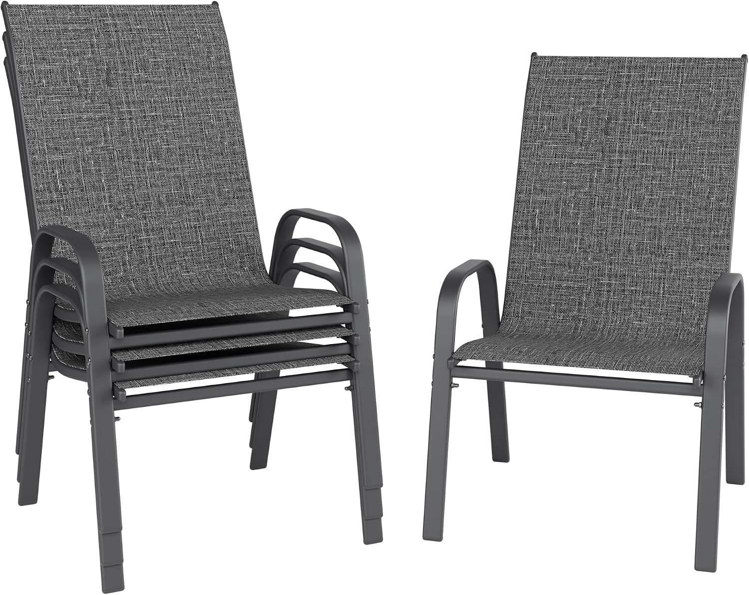 Dark Grey Stackable Metal Patio Chairs