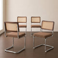Brown Cane Mid-Century Dining Chairs