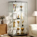 Black Lockable 4-Tier Glass Curio Cabinet