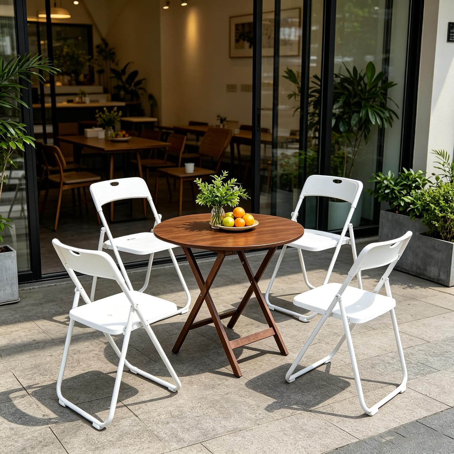 White Stackable Heavy Plastic Fold Chairs
