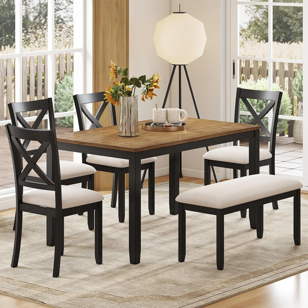 Black 6-Piece Farmhouse Dining Set