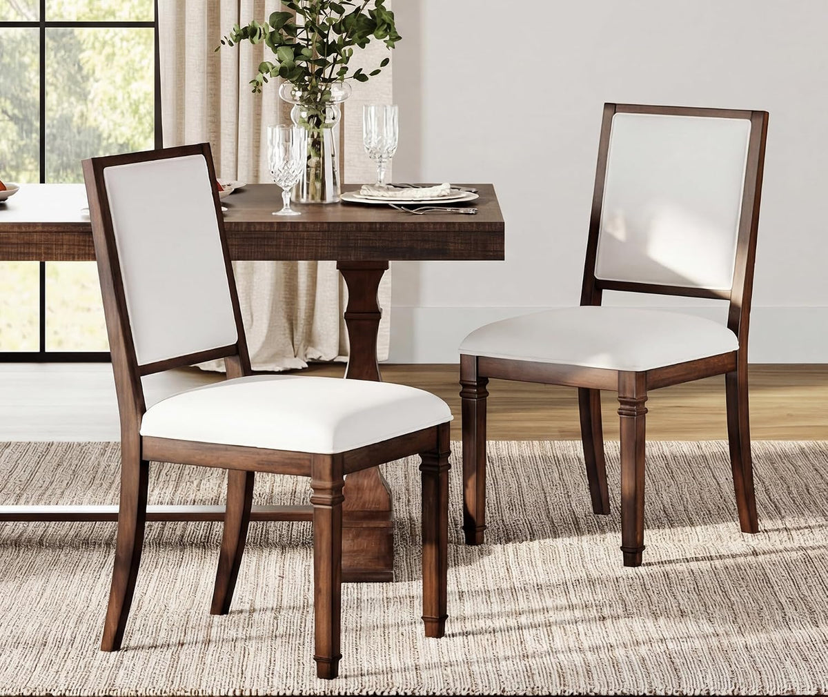 Walnut Fabric Vintage Dining Chairs