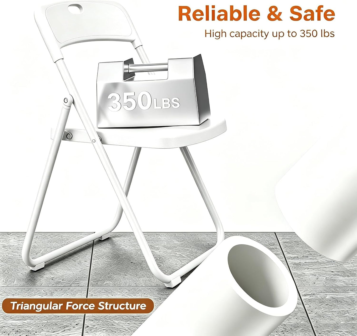 White Stackable Heavy Plastic Fold Chairs