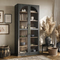 Ebony Wood 6-Tier Glass Curio Cabinet