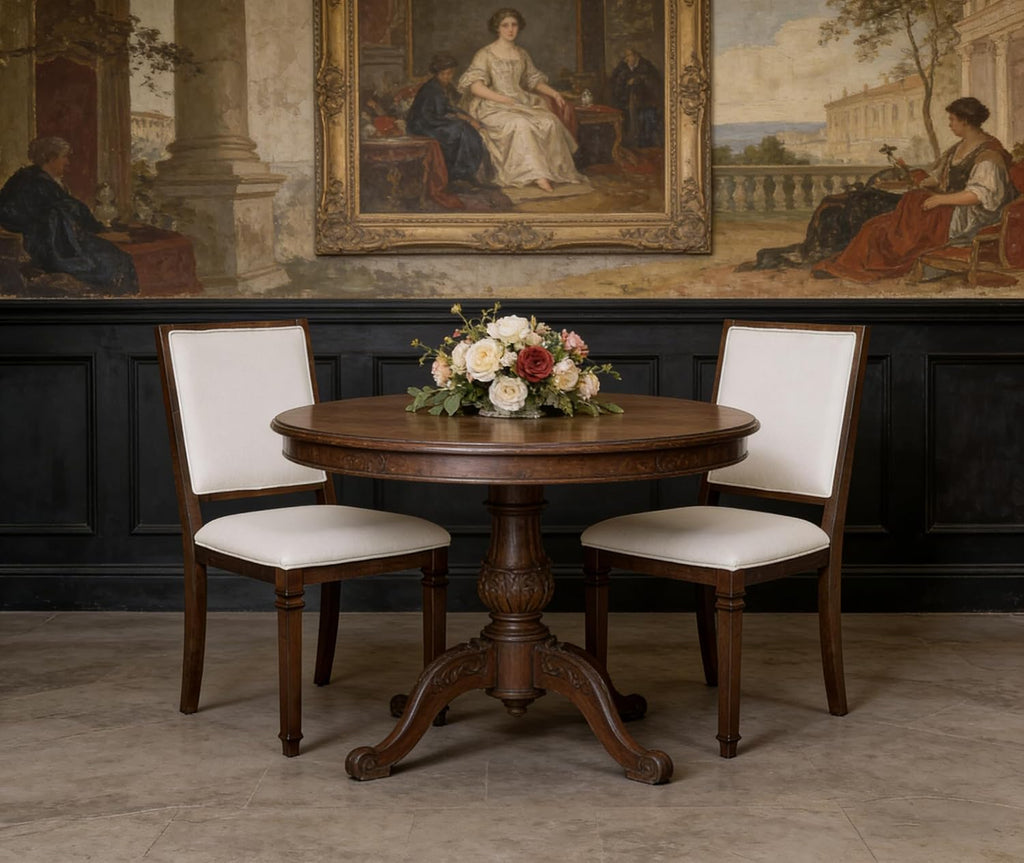 Walnut Fabric Vintage Dining Chairs