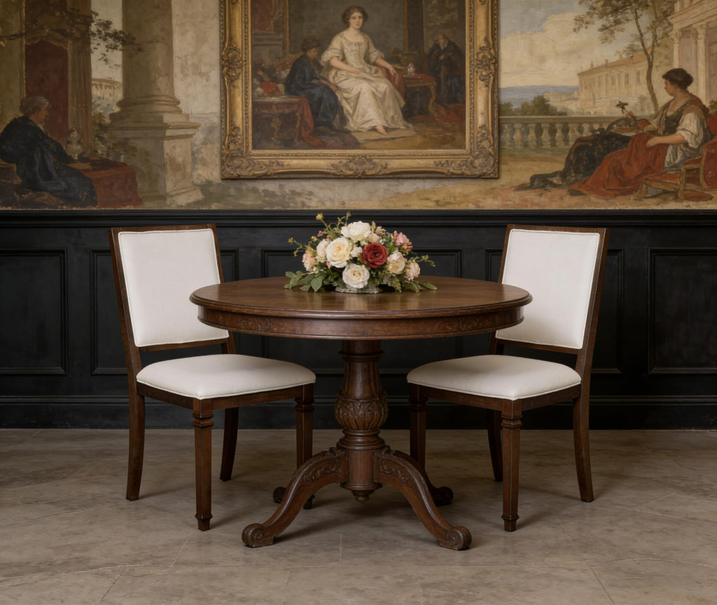 Walnut Fabric Vintage Dining Chairs