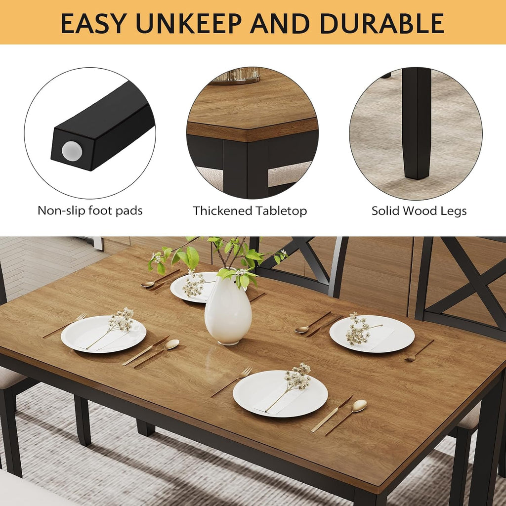 Black 6-Piece Farmhouse Dining Set