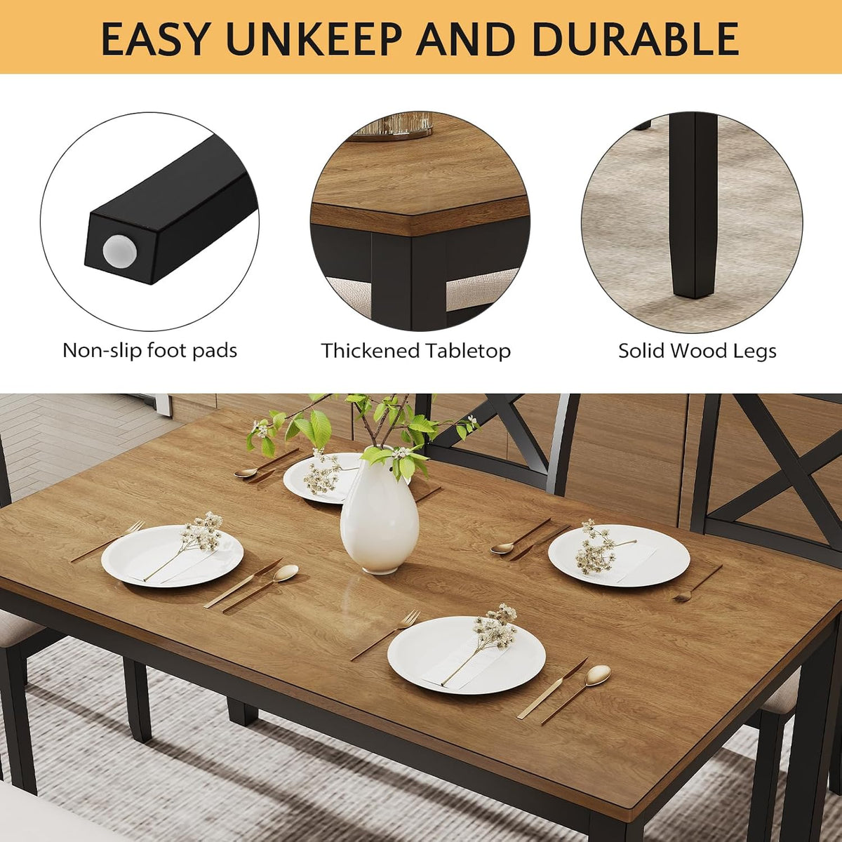 Black 6-Piece Farmhouse Dining Set