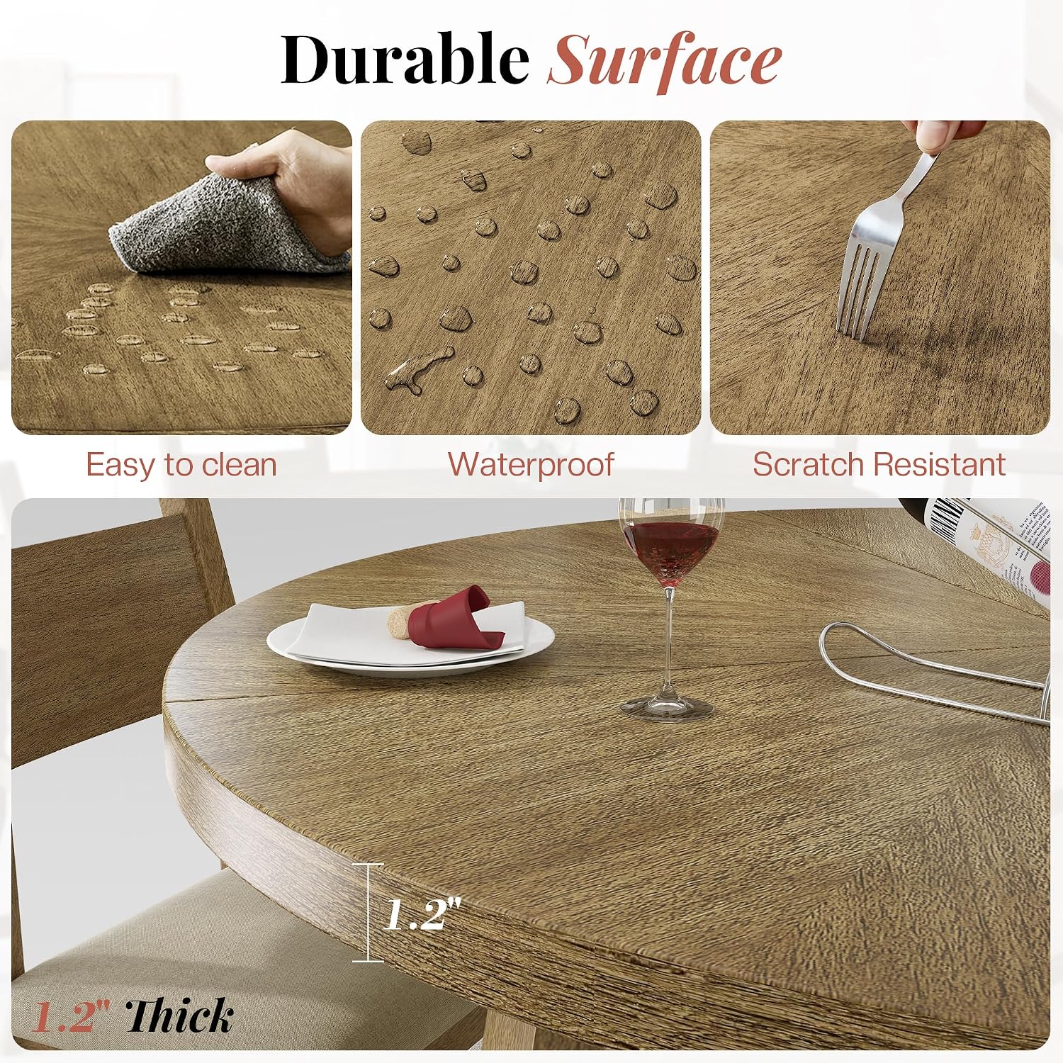 Wood Round Four-Person Dining Set