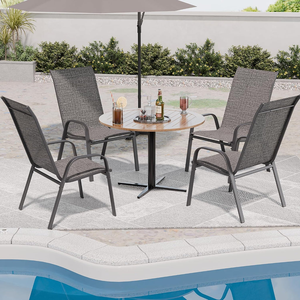 Dark Grey Stackable Metal Patio Chairs
