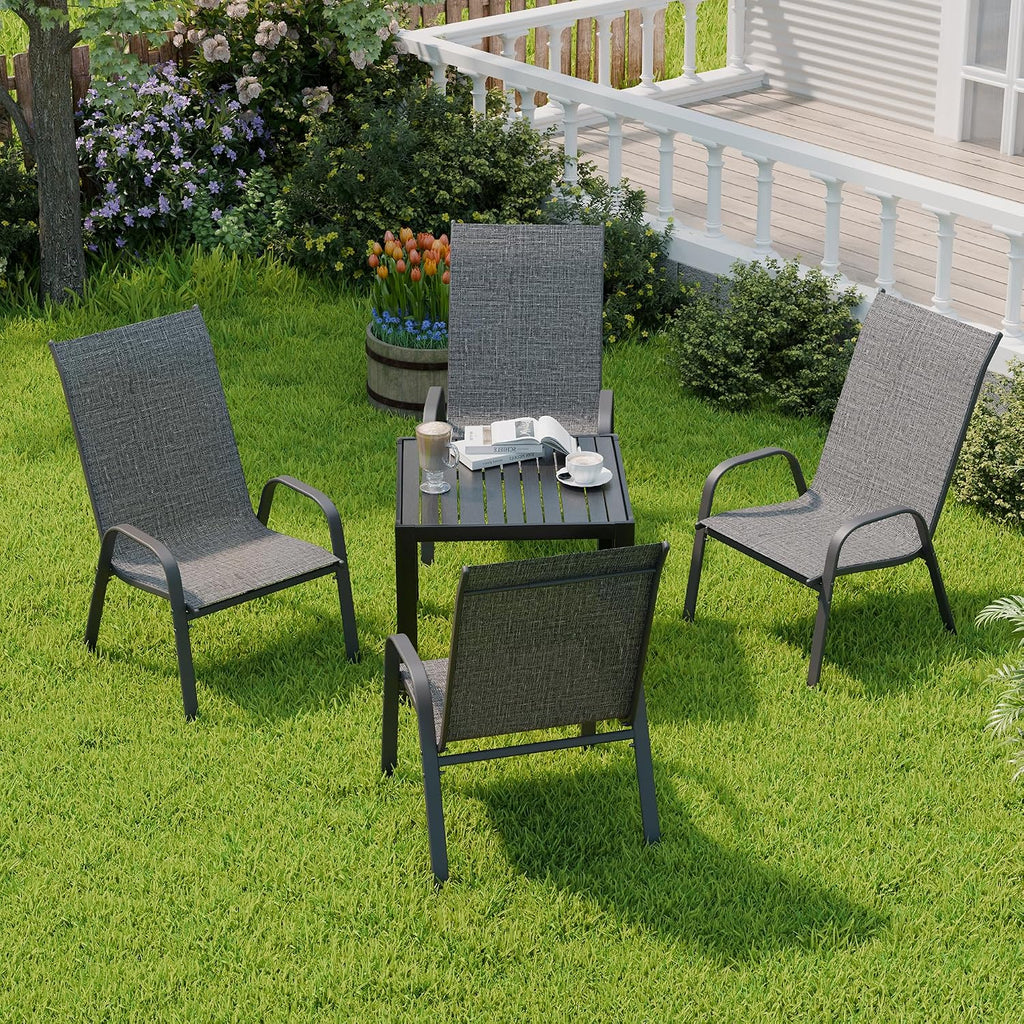 Dark Grey Stackable Metal Patio Chairs