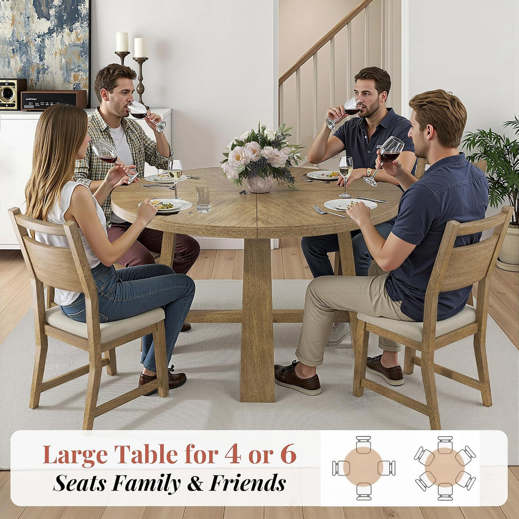 Wood Round Four-Person Dining Set