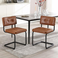Brown Leather Metal Dining Chairs